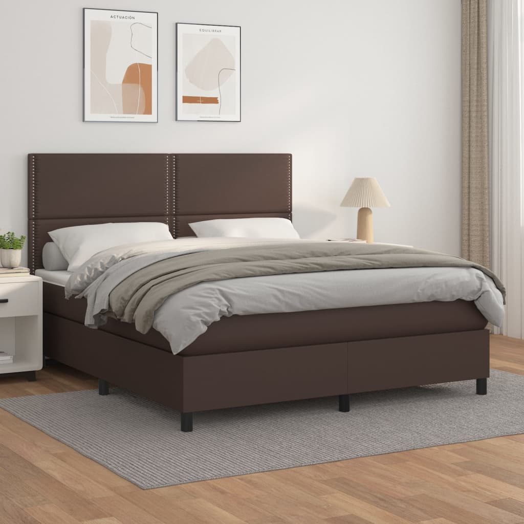 Boxspringbett Mit Matratze Kunstleder Braun