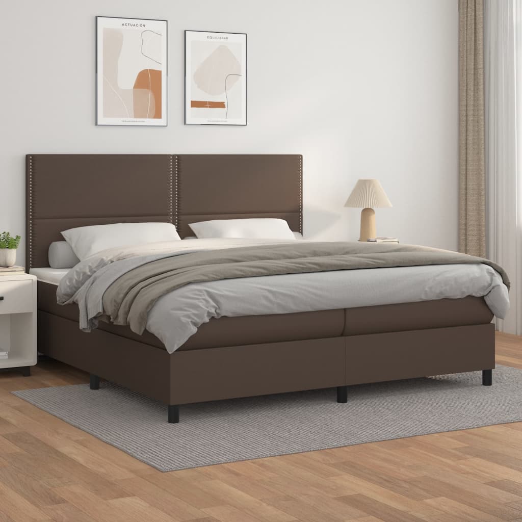 Boxspringbett Mit Matratze Kunstleder Braun
