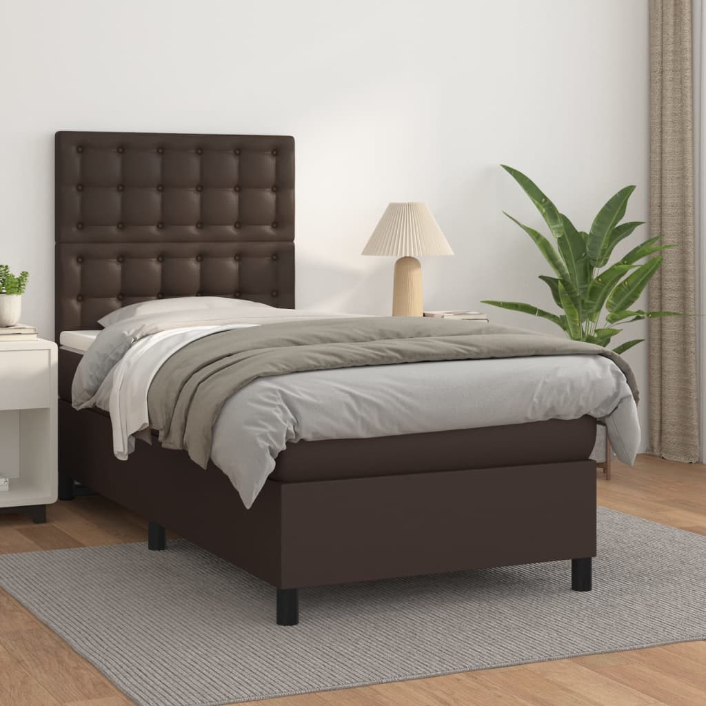 Boxspringbett Mit Matratze Kunstleder Braun