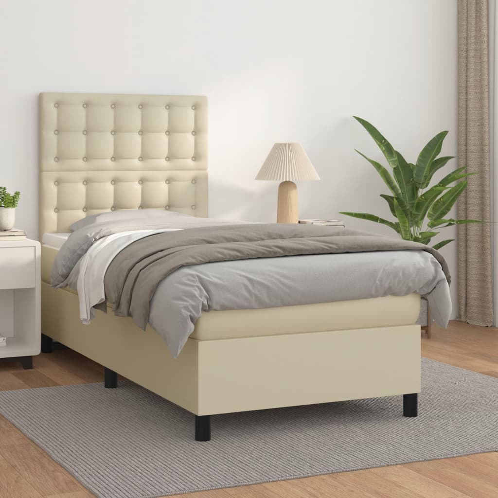 Boxspringbett Mit Matratze Kunstleder Creme