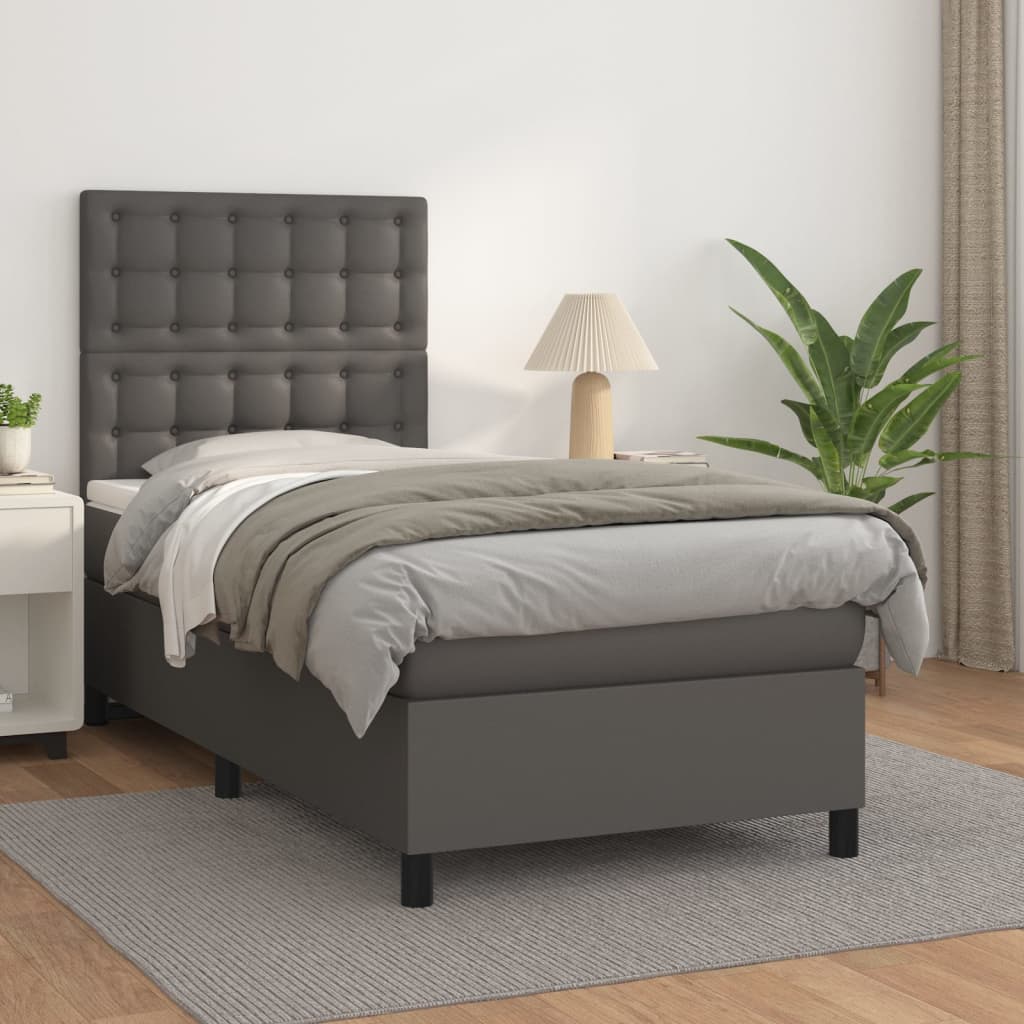 Boxspringbett Mit Matratze Kunstleder Grau