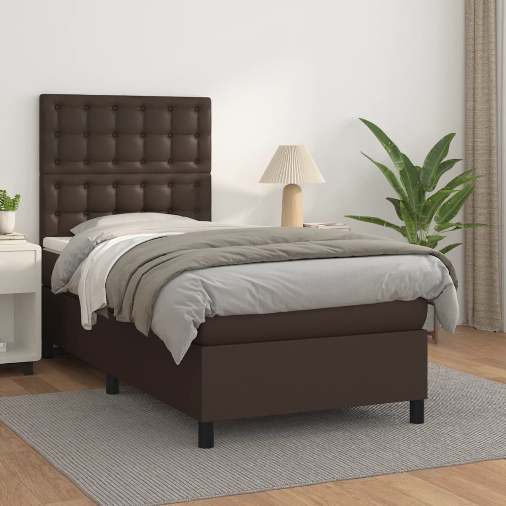 Boxspringbett Mit Matratze Kunstleder Braun