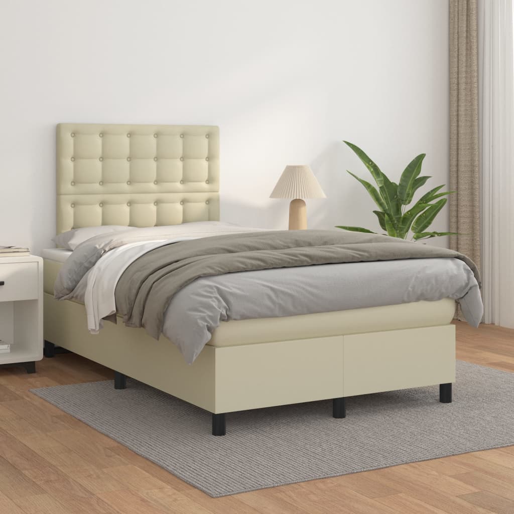 Boxspringbett Mit Matratze Kunstleder Creme