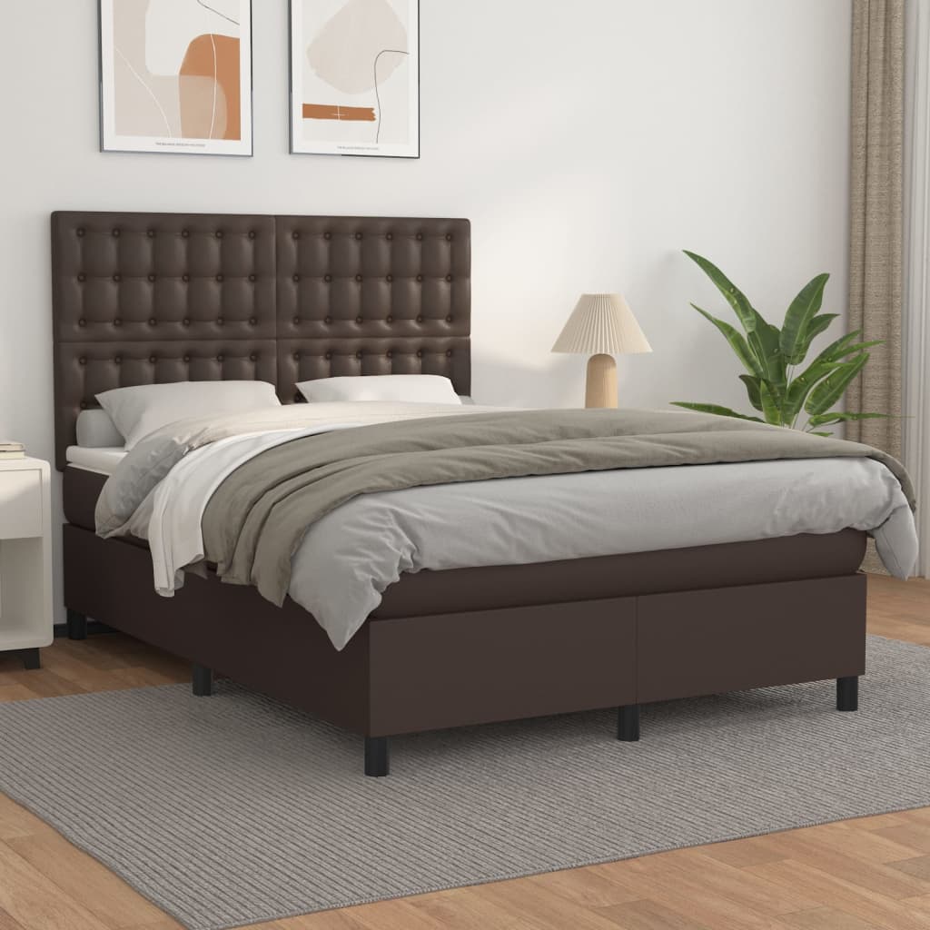 Boxspringbett Mit Matratze Kunstleder Braun