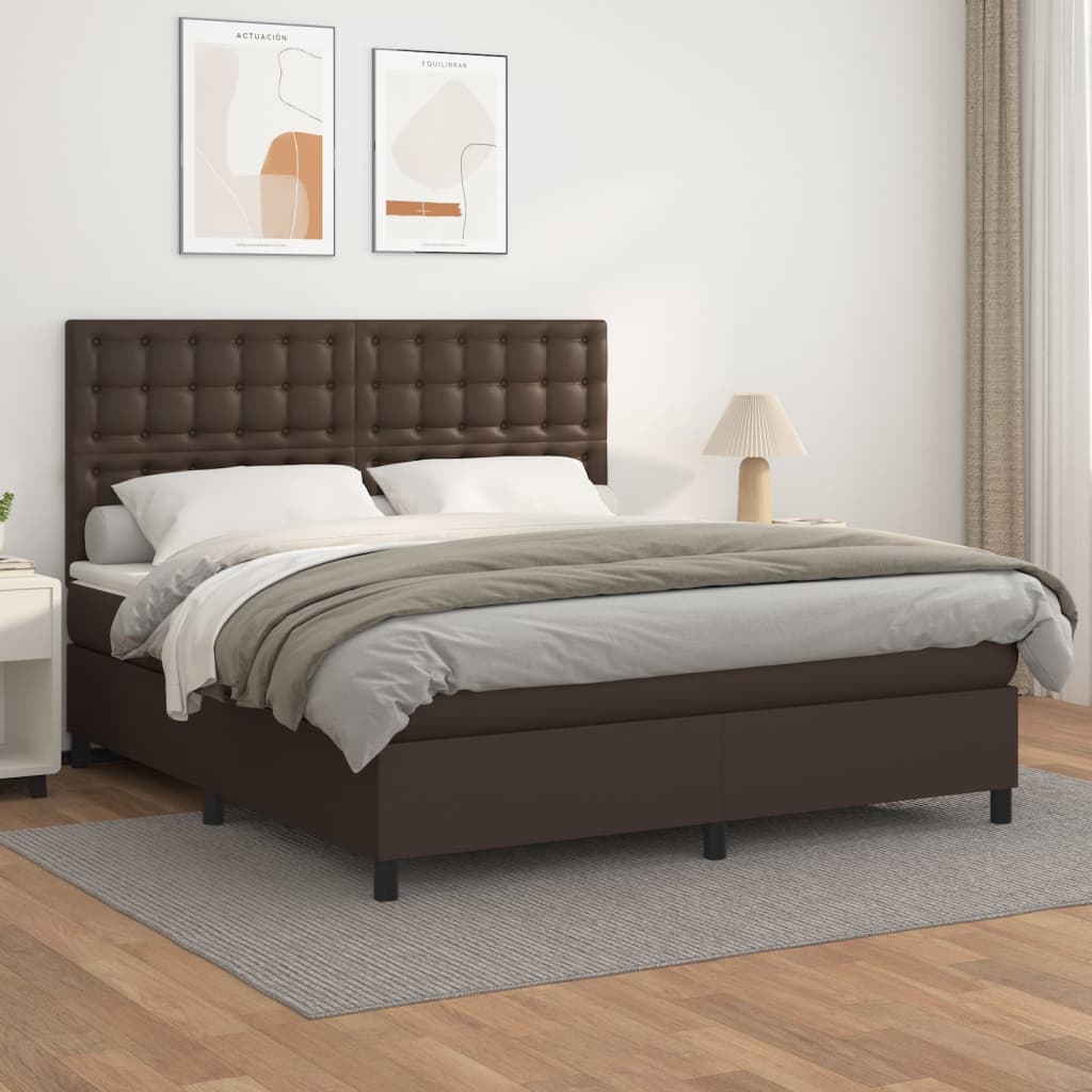 Boxspringbett Mit Matratze Kunstleder Braun