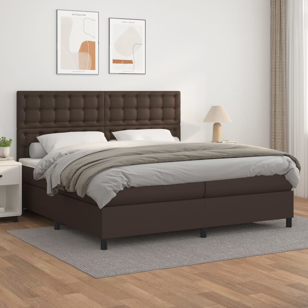 Boxspringbett Mit Matratze Kunstleder Braun