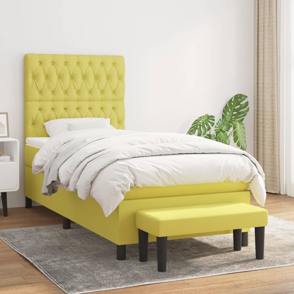 Boxspringbett Mit Matratze Stoff Hellgrün