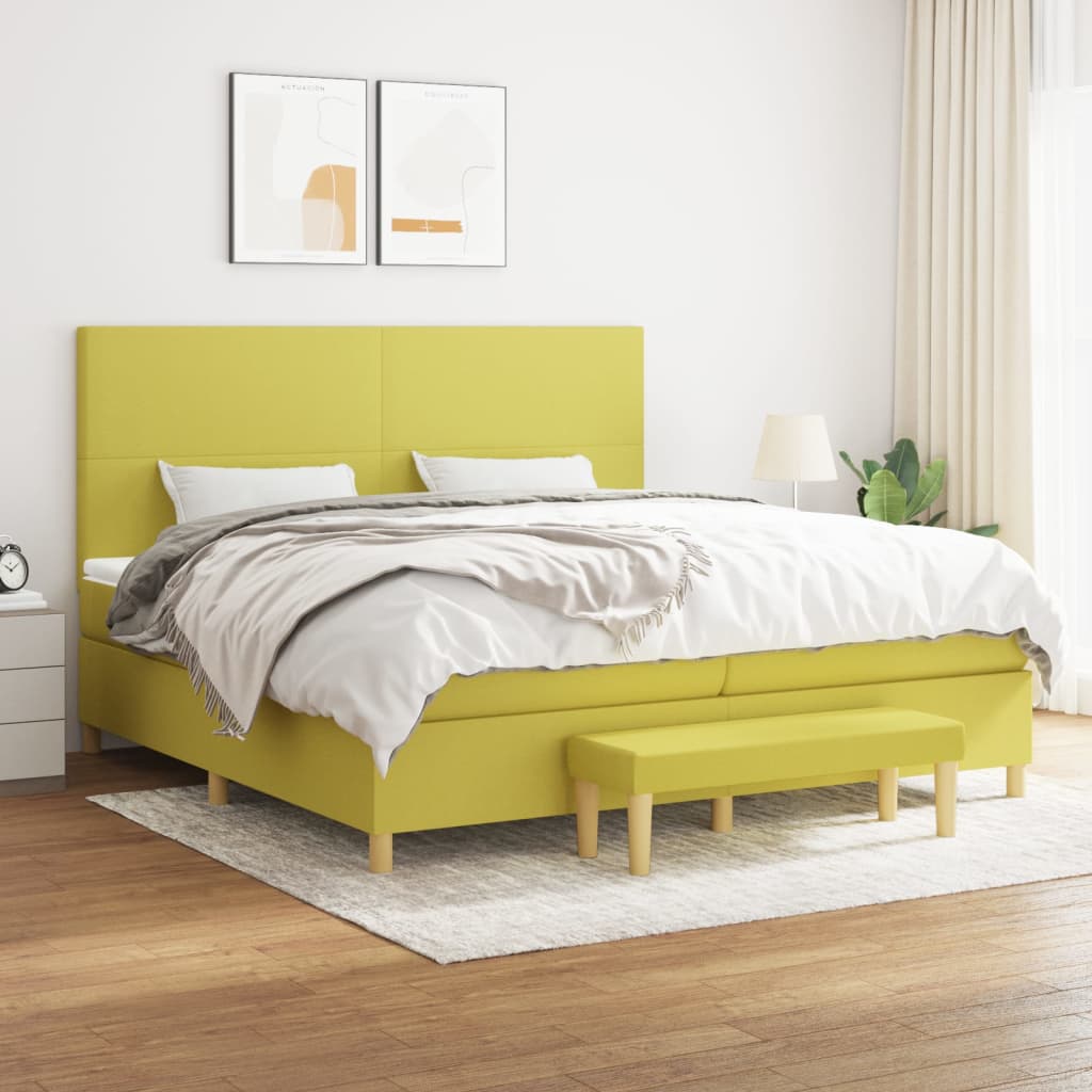 Boxspringbett Mit Matratze Stoff Hellgrün