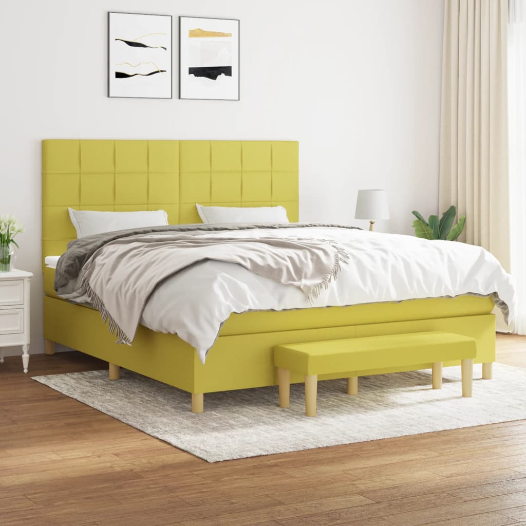 Boxspringbett Mit Matratze Stoff Hellgrün