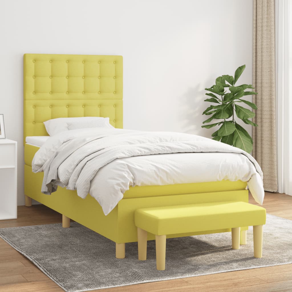 Boxspringbett Mit Matratze Stoff Hellgrün