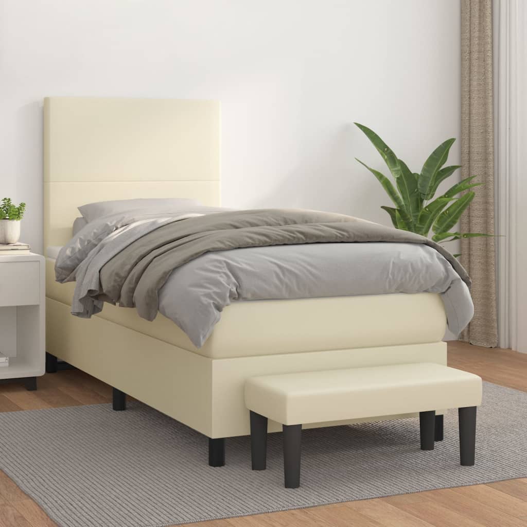 Boxspringbett Mit Matratze Kunstleder Creme