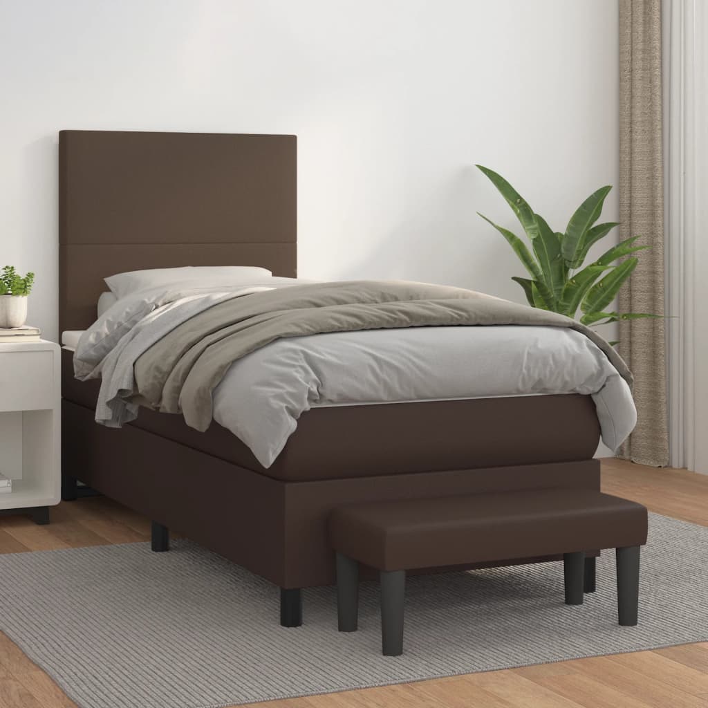 Boxspringbett Mit Matratze Kunstleder Braun