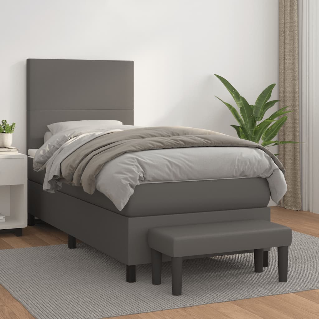 Boxspringbett Mit Matratze Kunstleder Grau