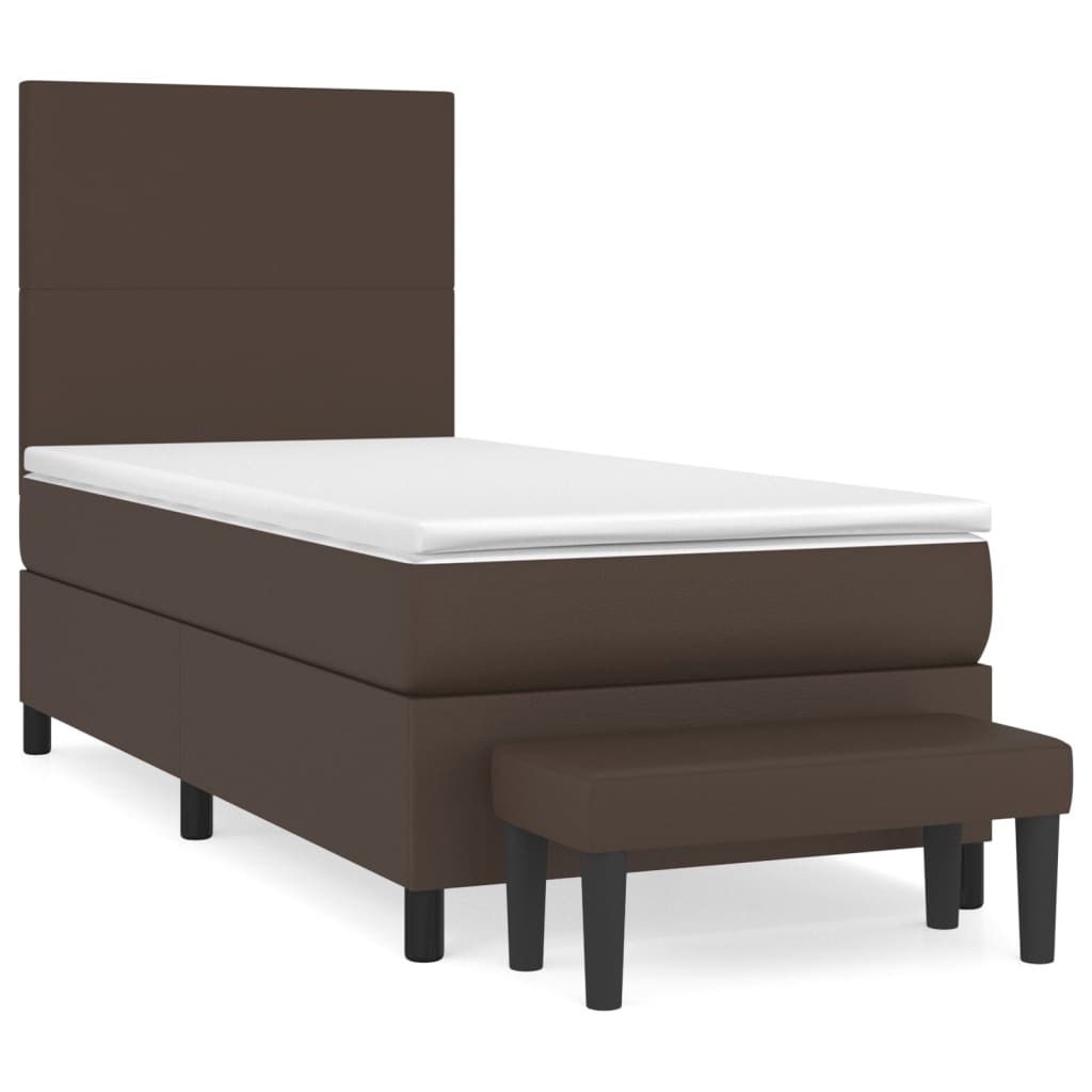Boxspringbett Mit Matratze Kunstleder Braun