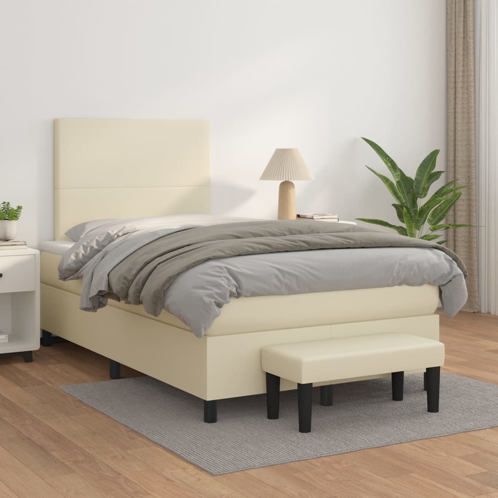Boxspringbett Mit Matratze Kunstleder Creme