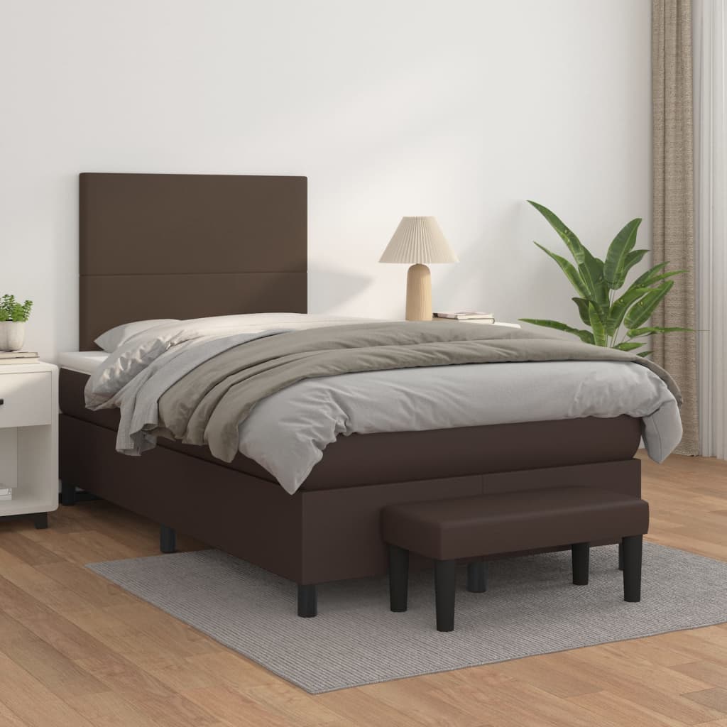Boxspringbett Mit Matratze Kunstleder Braun