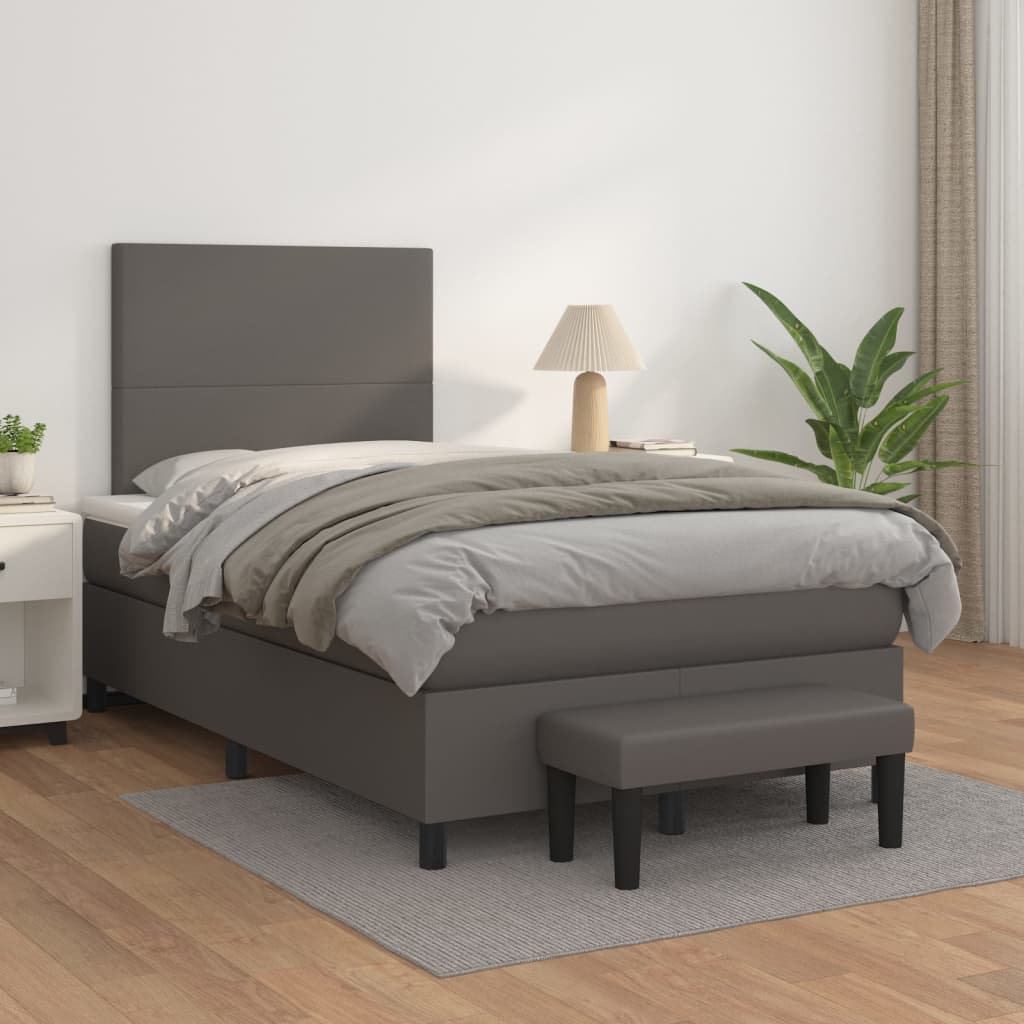 Boxspringbett Mit Matratze Kunstleder Grau