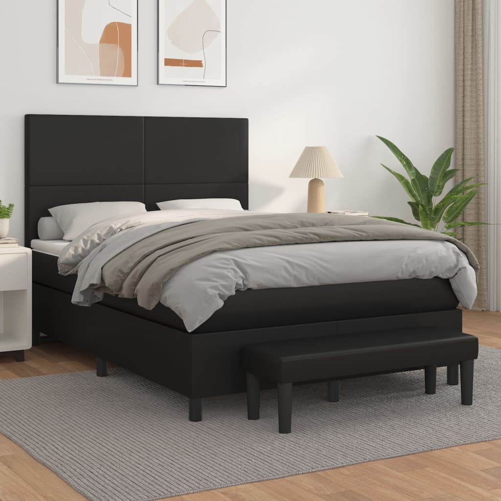 Boxspringbett Mit Matratze Kunstleder Schwarz