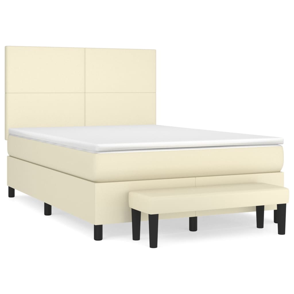 Boxspringbett Mit Matratze Kunstleder Creme