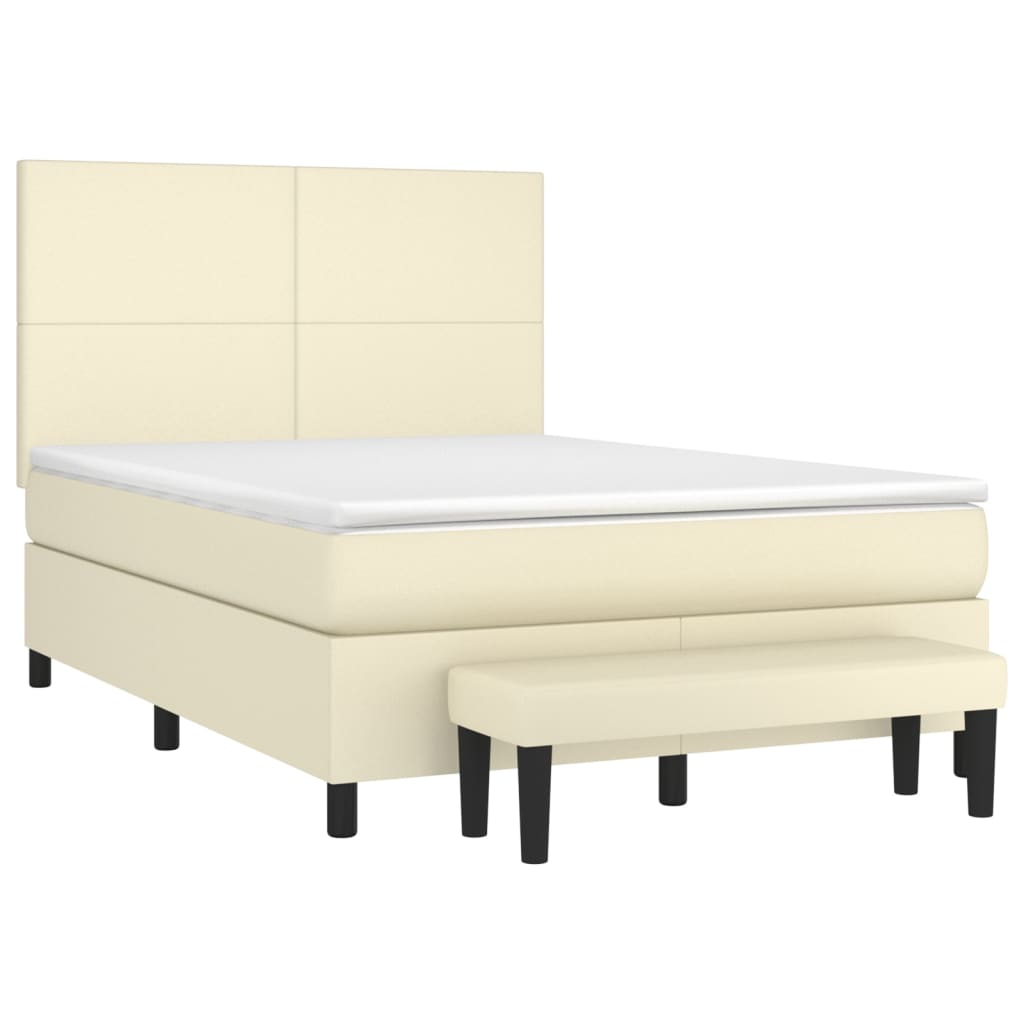 Boxspringbett Mit Matratze Kunstleder Creme