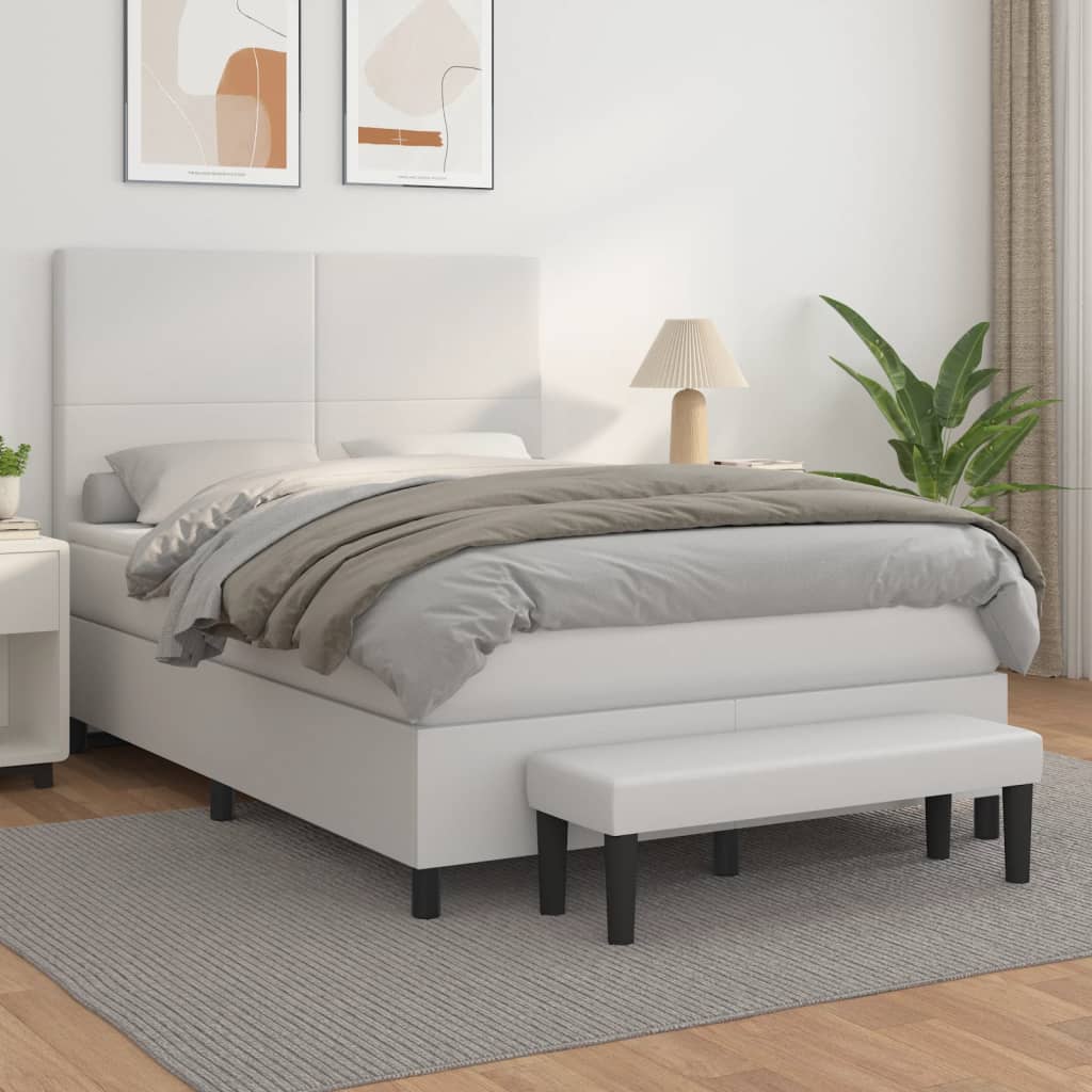 Boxspringbett Mit Matratze Kunstleder Weiß
