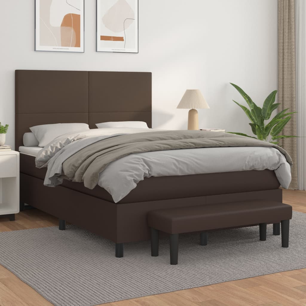 Boxspringbett Mit Matratze Kunstleder Braun