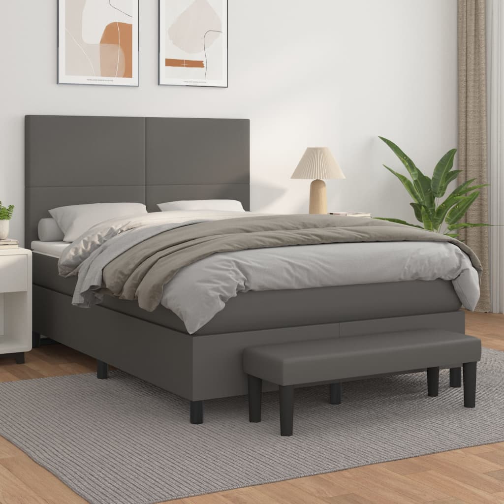 Boxspringbett Mit Matratze Kunstleder Grau