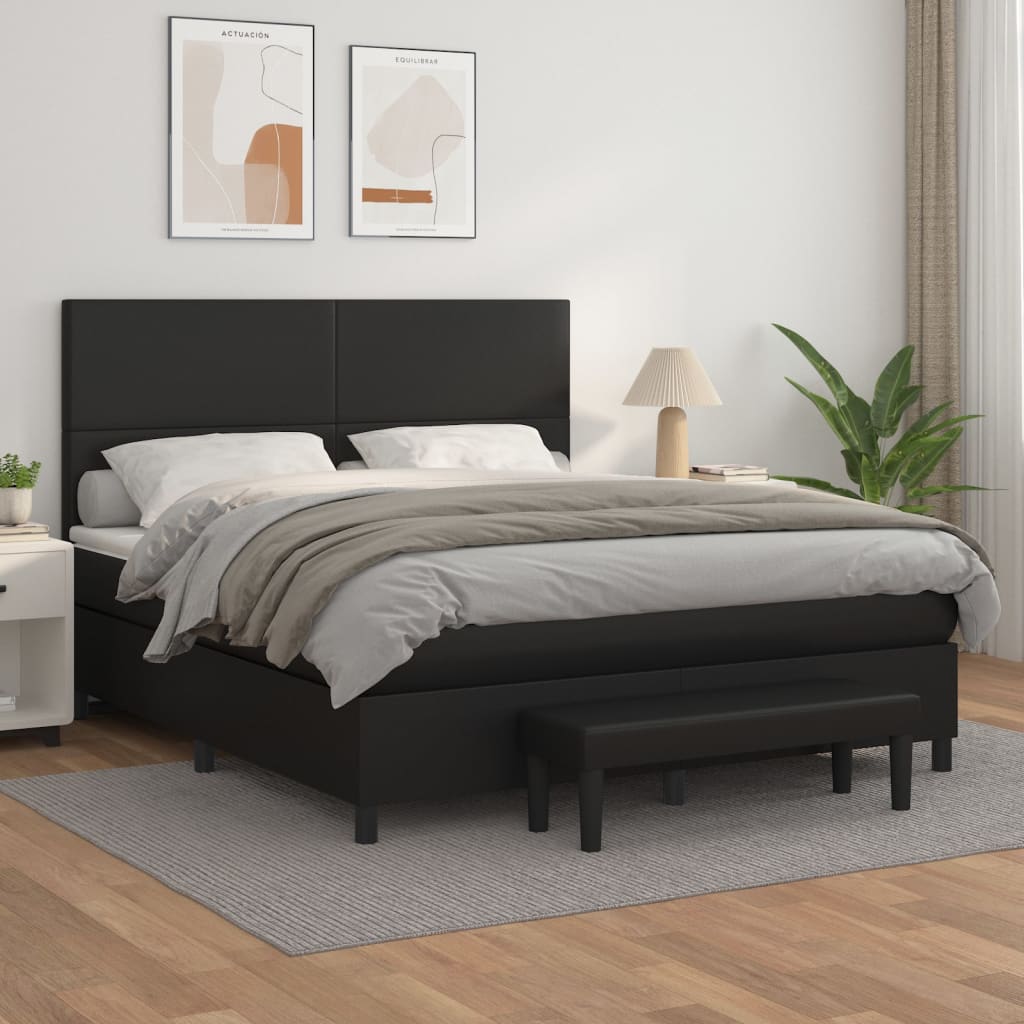 Boxspringbett Mit Matratze Kunstleder Schwarz