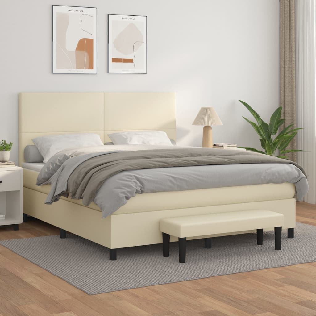 Boxspringbett Mit Matratze Kunstleder Creme