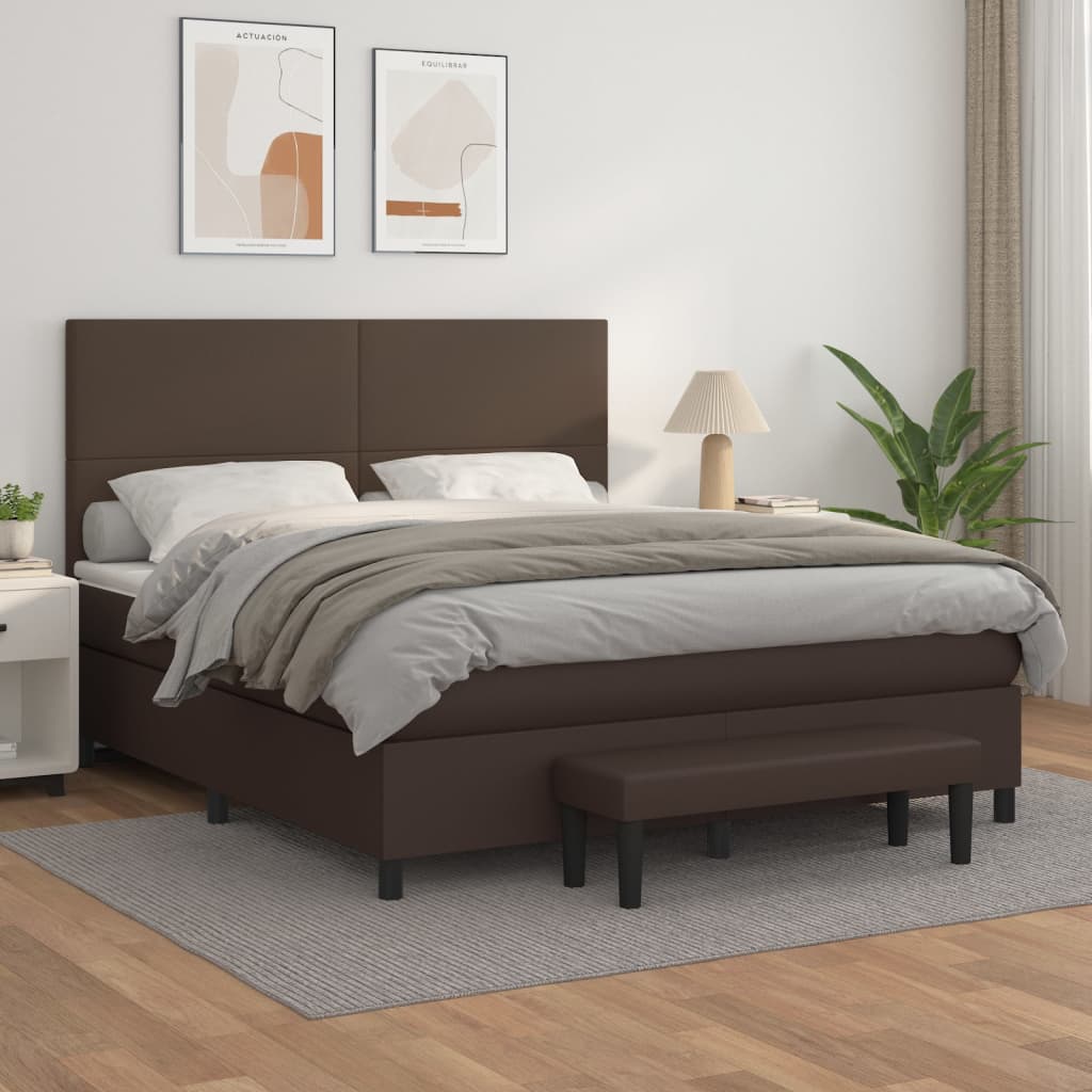 Boxspringbett Mit Matratze Kunstleder Braun