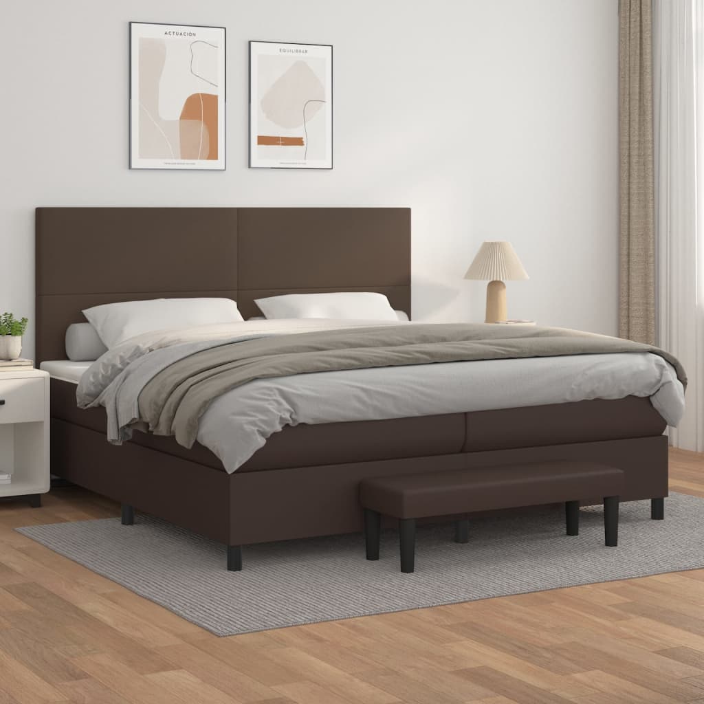 Boxspringbett Mit Matratze Kunstleder Braun