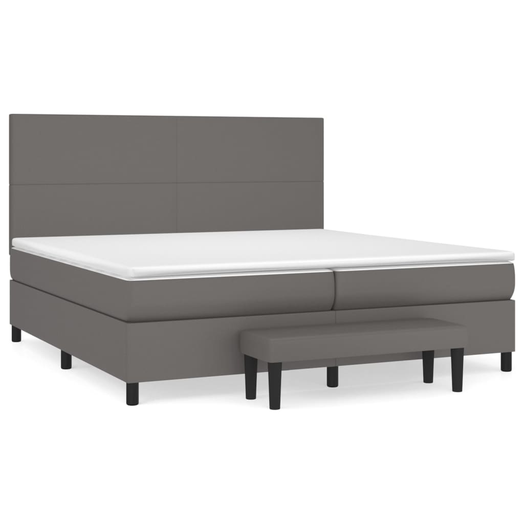 Boxspringbett Mit Matratze Kunstleder Grau