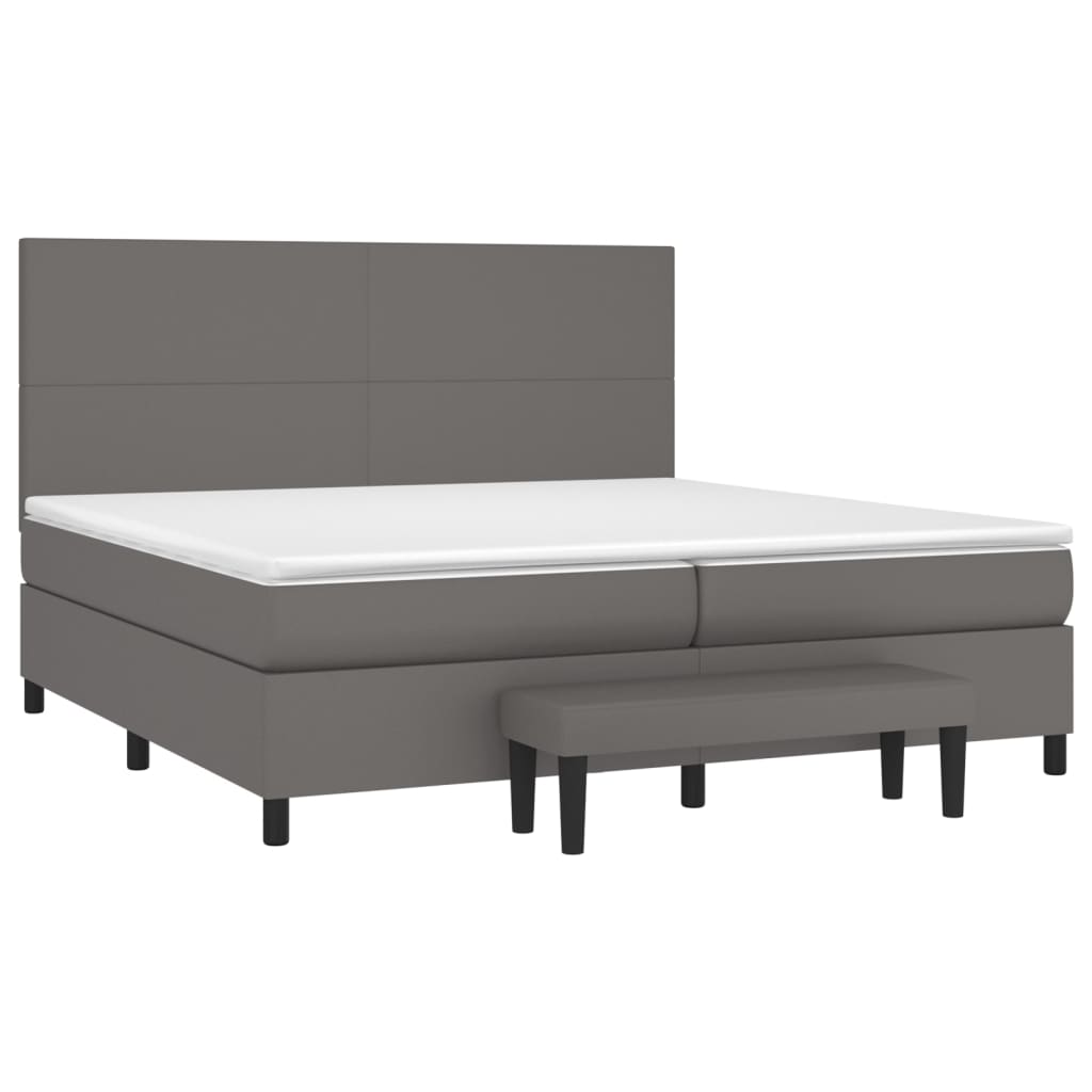 Boxspringbett Mit Matratze Kunstleder Grau