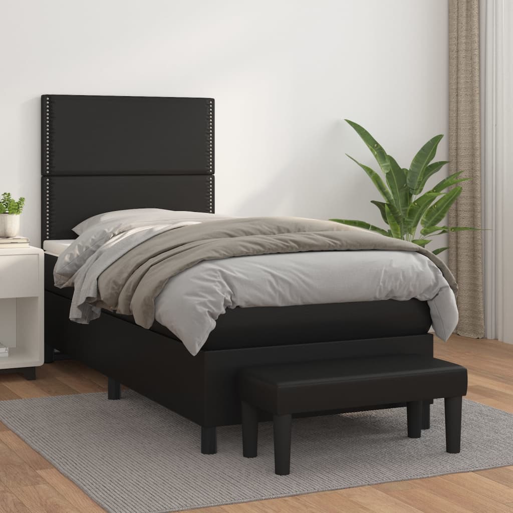 Boxspringbett Mit Matratze Kunstleder Schwarz