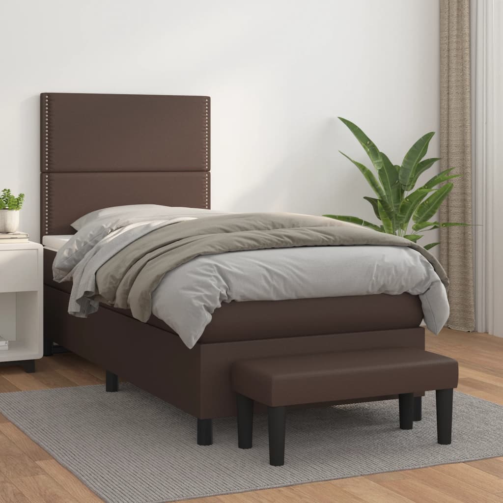 Boxspringbett Mit Matratze Kunstleder Braun