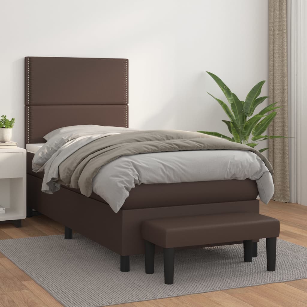Boxspringbett Mit Matratze Kunstleder Braun
