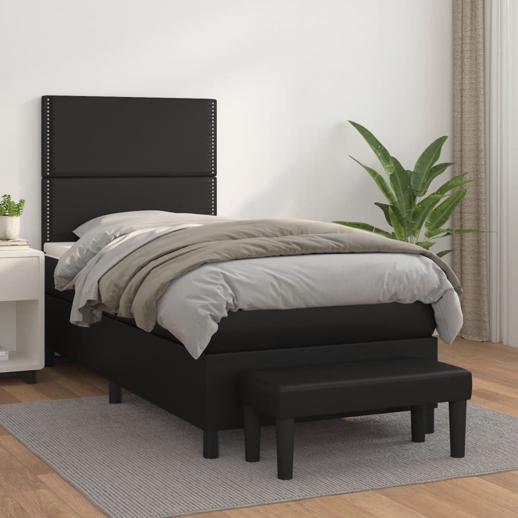 Boxspringbett Mit Matratze Kunstleder Schwarz