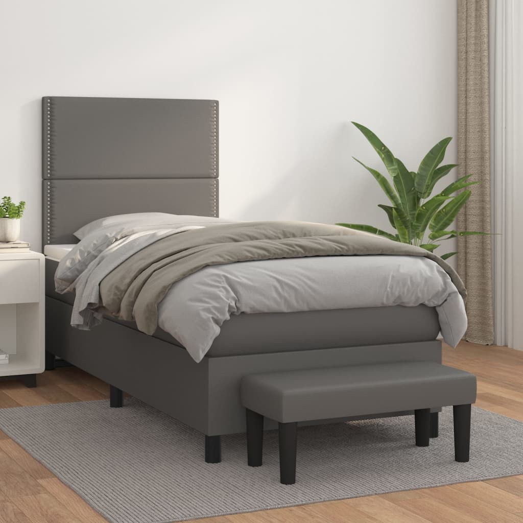Boxspringbett Mit Matratze Kunstleder Grau