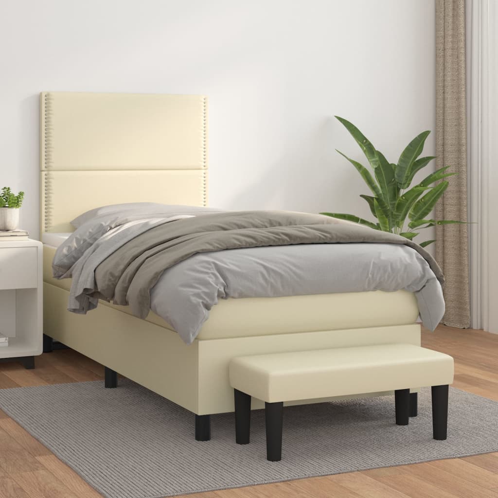 Boxspringbett Mit Matratze Kunstleder Creme