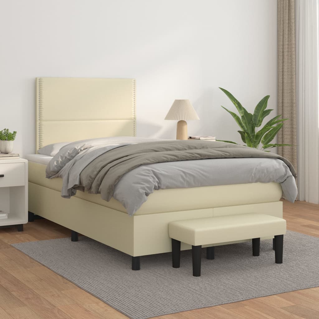 Boxspringbett Mit Matratze Kunstleder Creme
