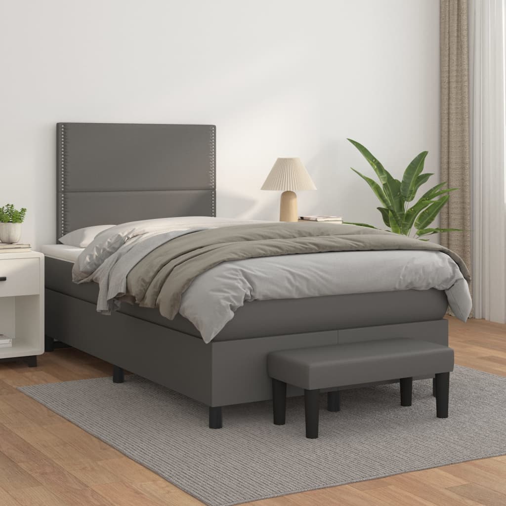 Boxspringbett Mit Matratze Kunstleder Grau