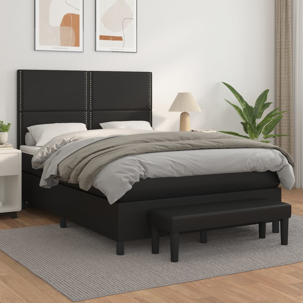 Boxspringbett Mit Matratze Kunstleder Schwarz