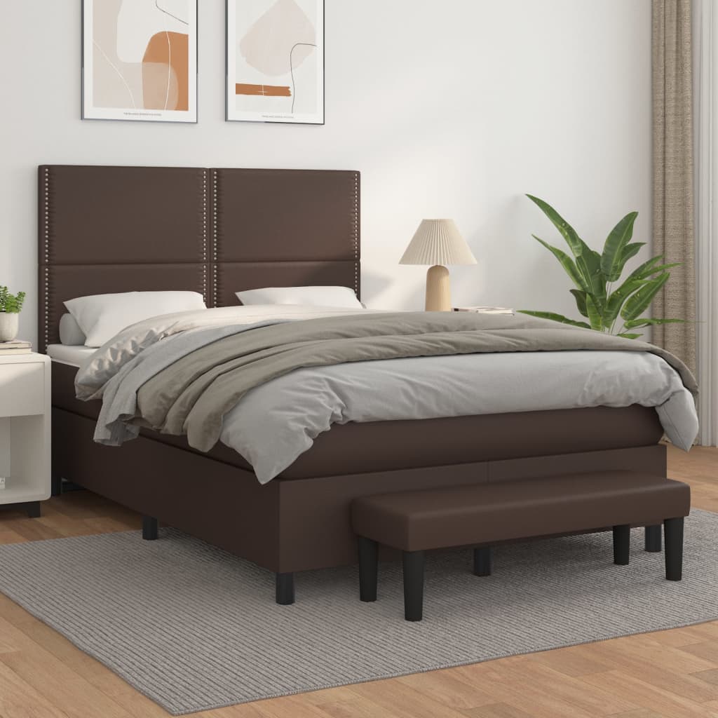 Boxspringbett Mit Matratze Kunstleder Braun