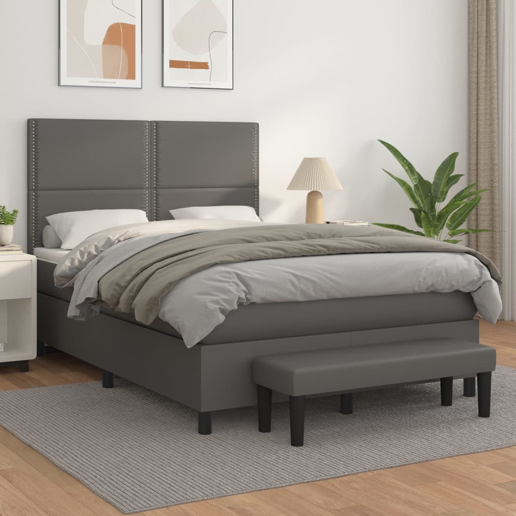 Boxspringbett Mit Matratze Kunstleder Grau