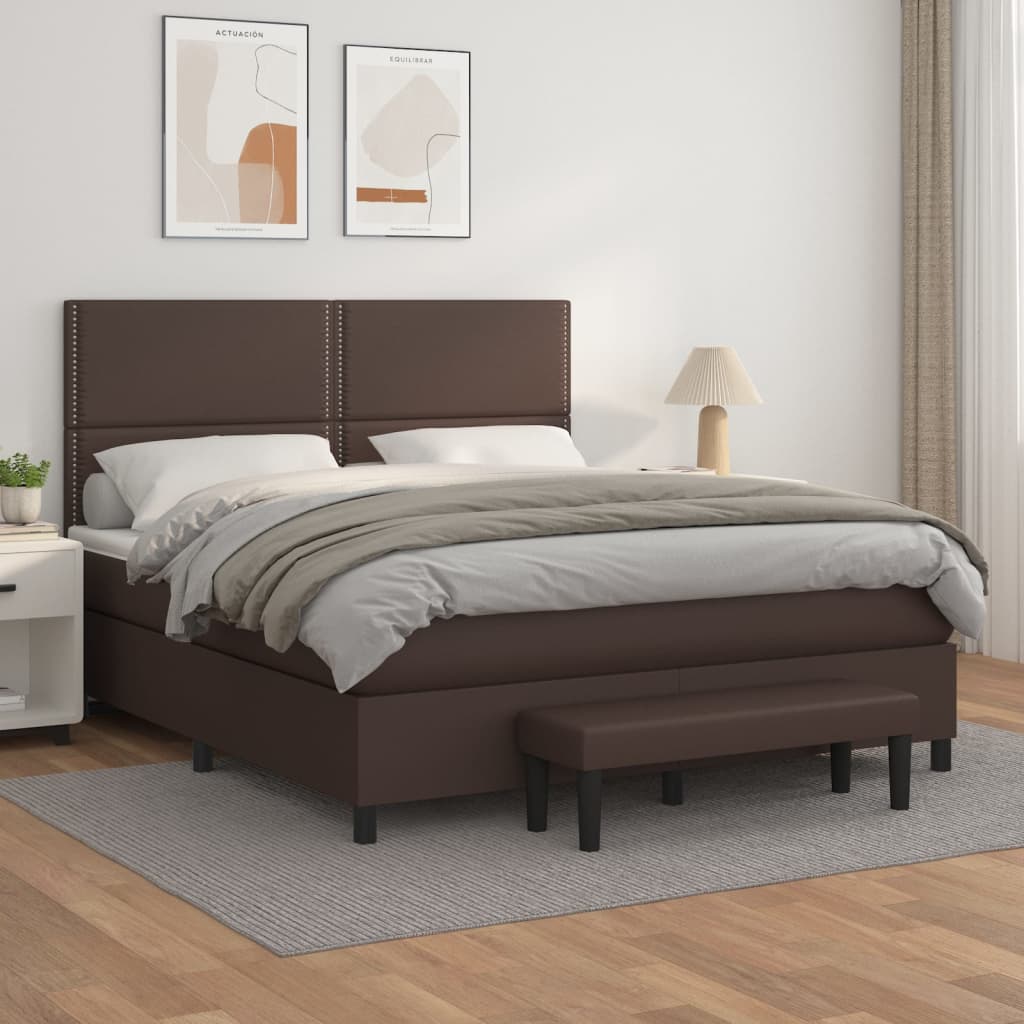 Boxspringbett Mit Matratze Kunstleder Braun