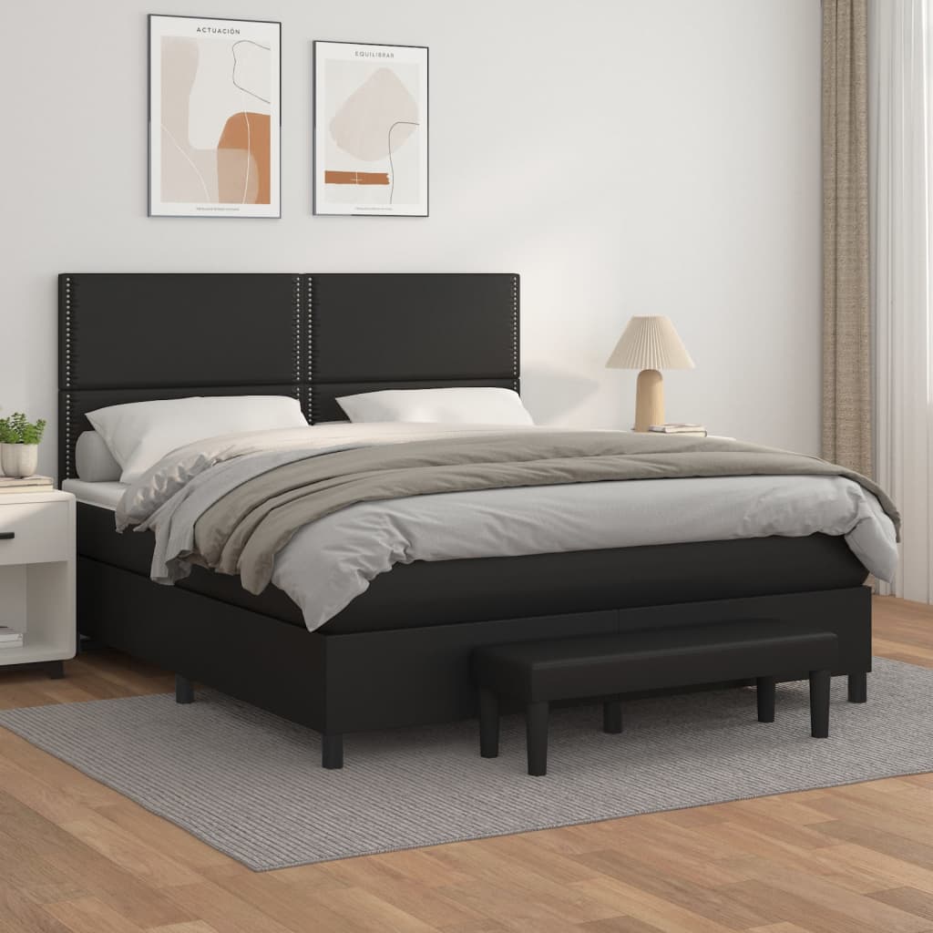 Boxspringbett Mit Matratze Kunstleder Schwarz