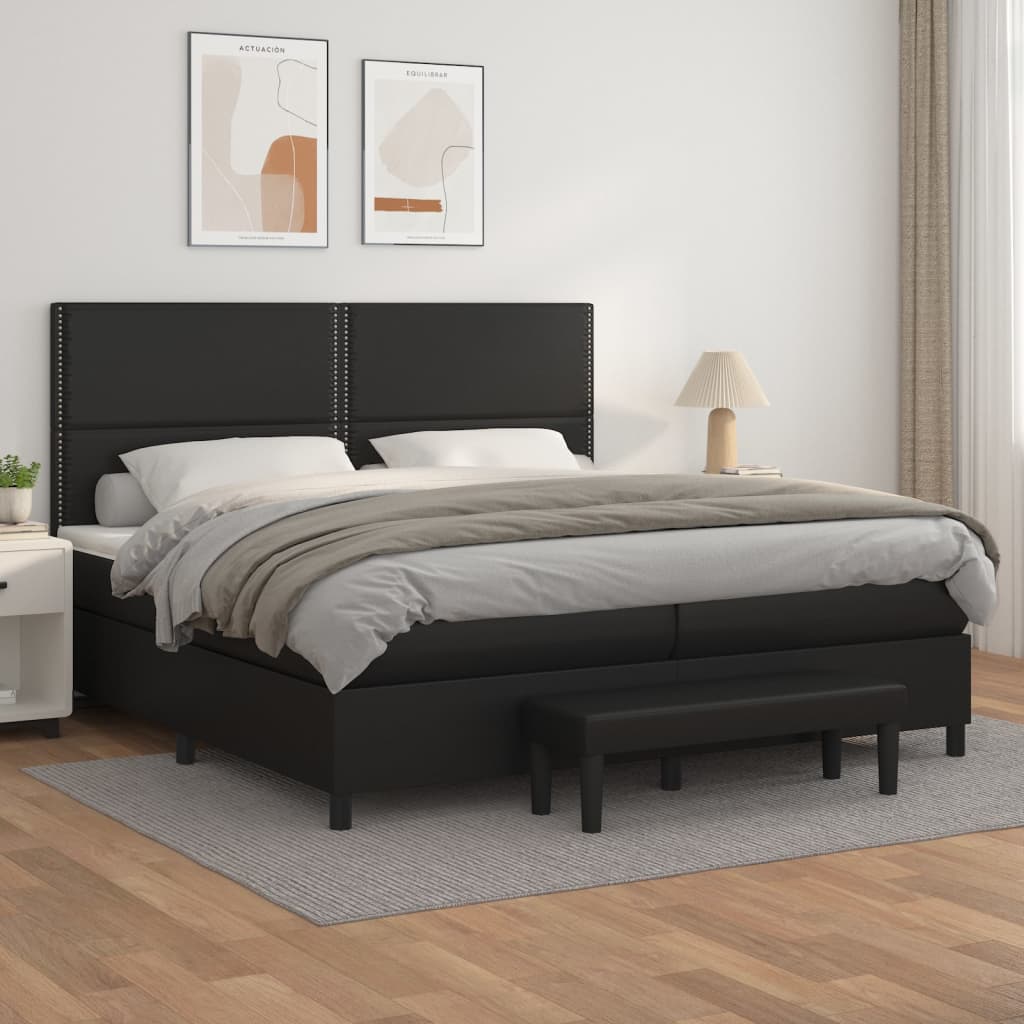 Boxspringbett Mit Matratze Kunstleder Schwarz