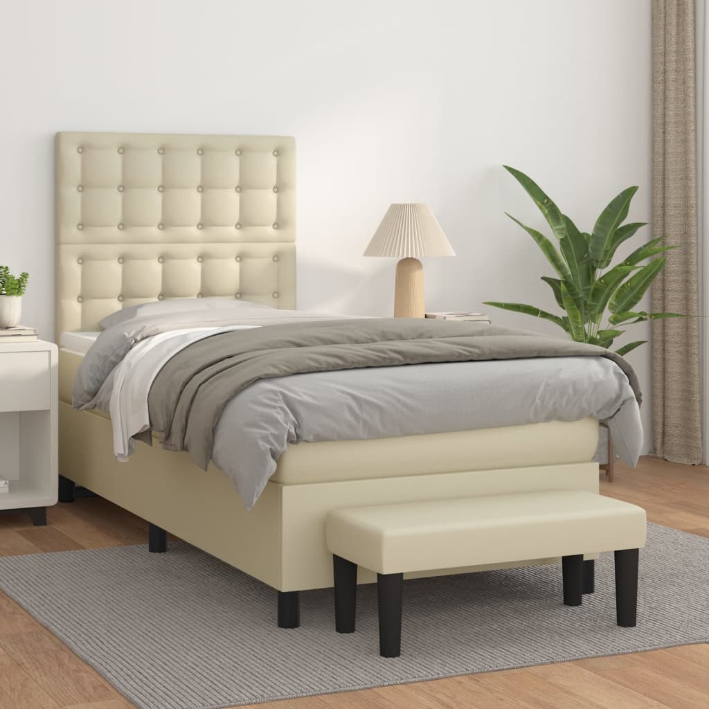 Boxspringbett Mit Matratze Kunstleder Creme