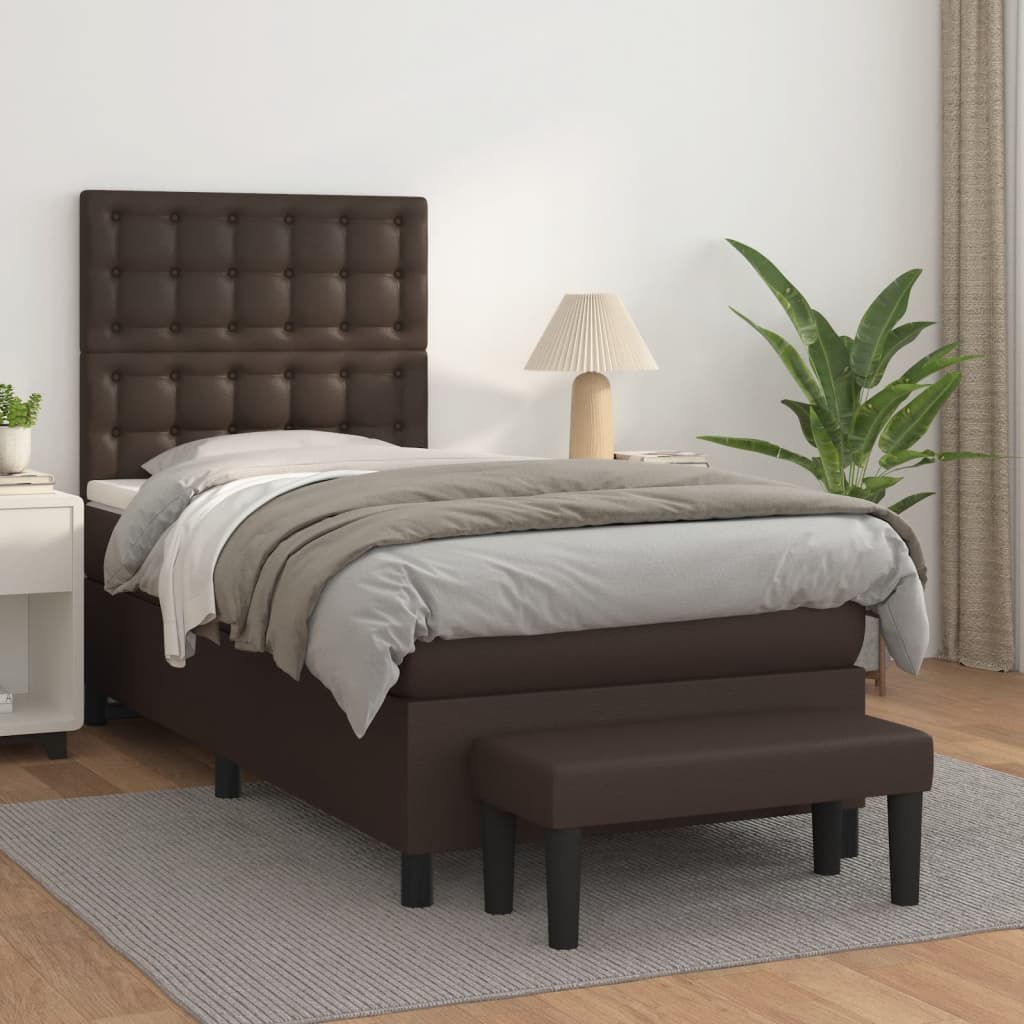 Boxspringbett Mit Matratze Kunstleder Braun
