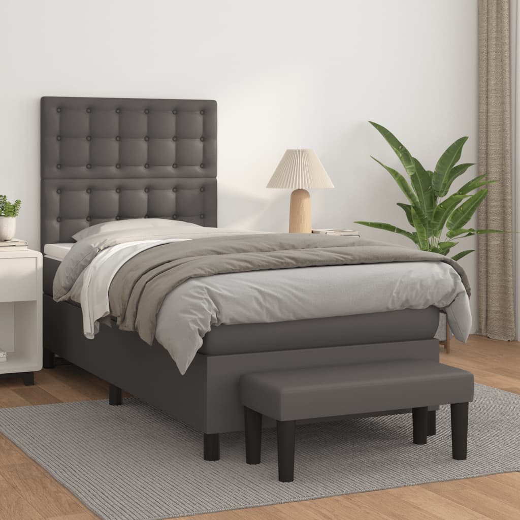 Boxspringbett Mit Matratze Kunstleder Grau